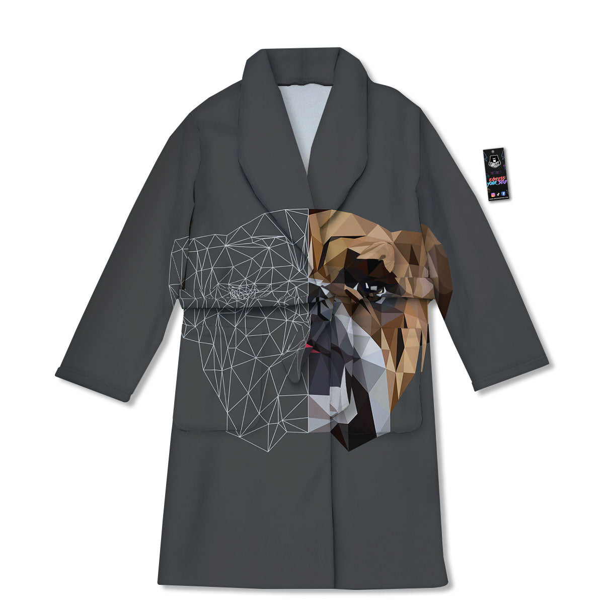 Bulldog Geometric English Print Bathrobe-grizzshop