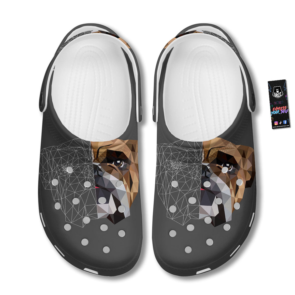 Bulldog Geometric English Print Clog-grizzshop