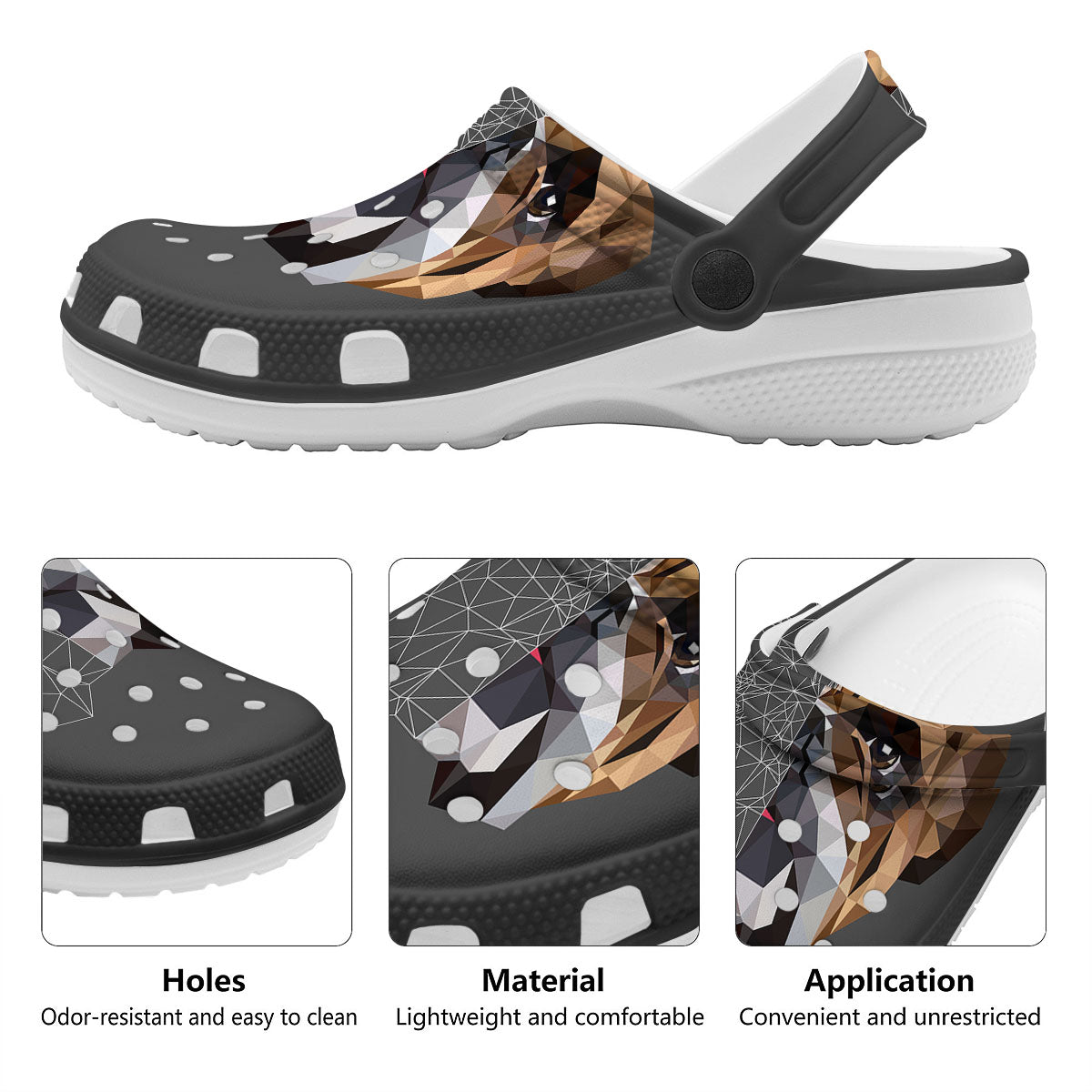 Bulldog Geometric English Print Clog-grizzshop