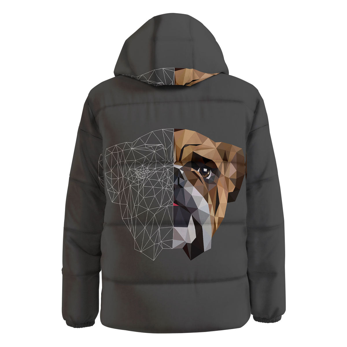 Bulldog Geometric English Print Down Jacket-grizzshop