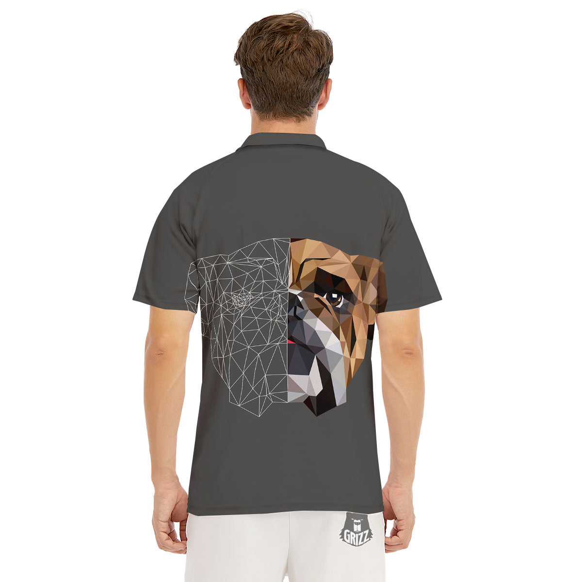Bulldog Geometric English Print Men's Golf Shirts-grizzshop