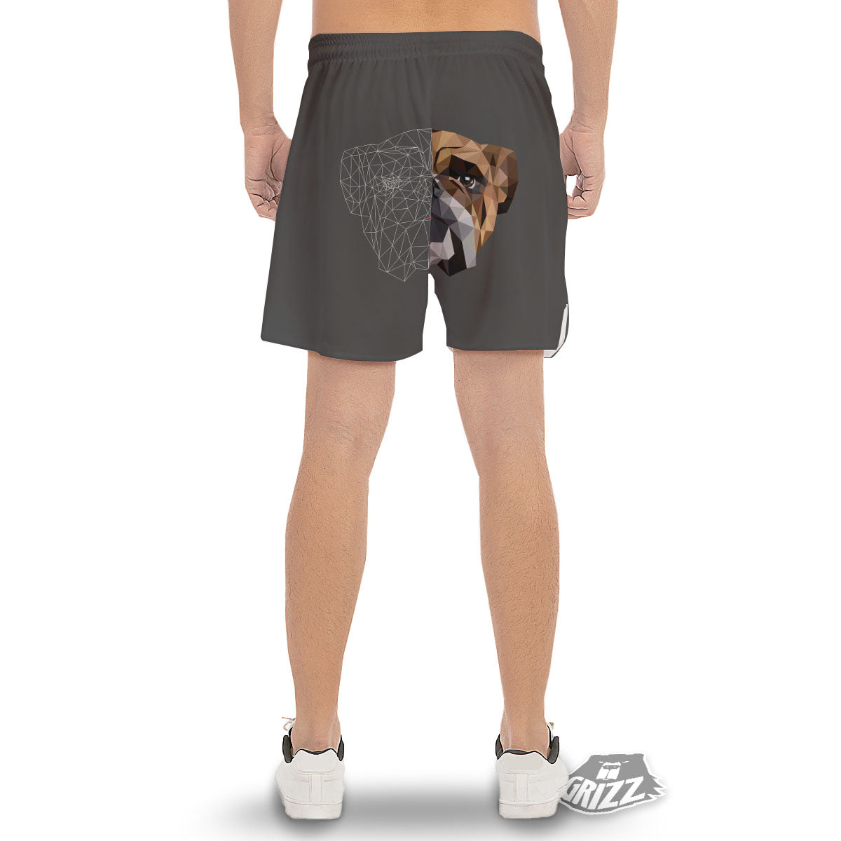 Bulldog Geometric English Print Men's Gym Shorts-grizzshop