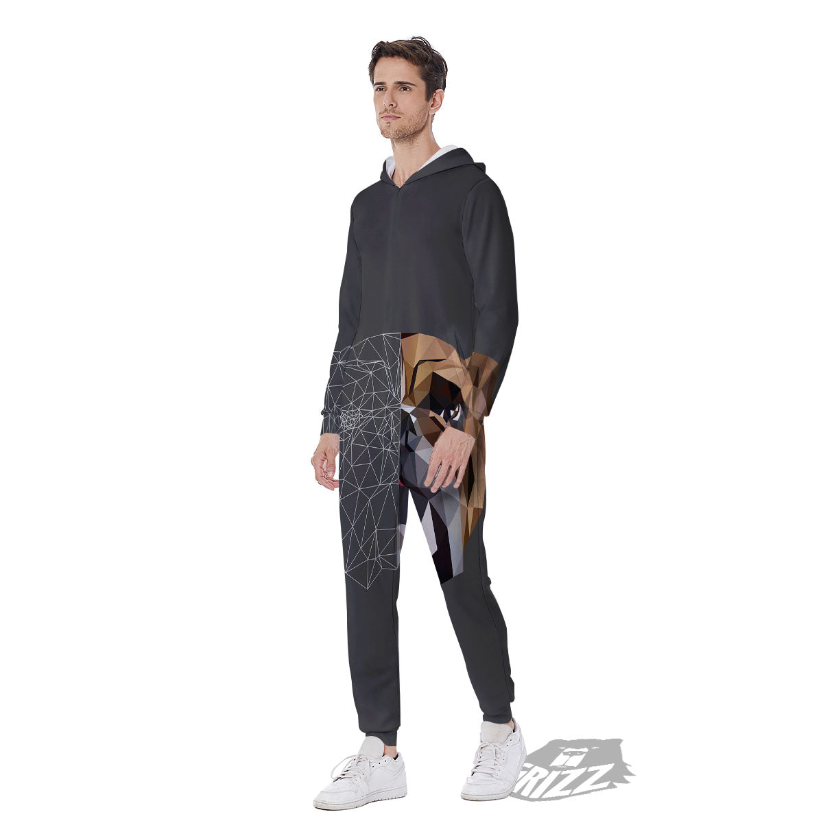 Bulldog Geometric English Print Men's Jumpsuit-grizzshop
