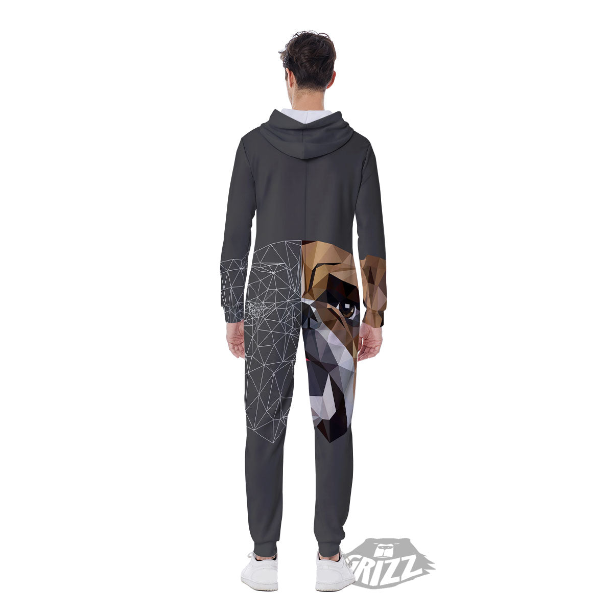 Bulldog Geometric English Print Men's Jumpsuit-grizzshop