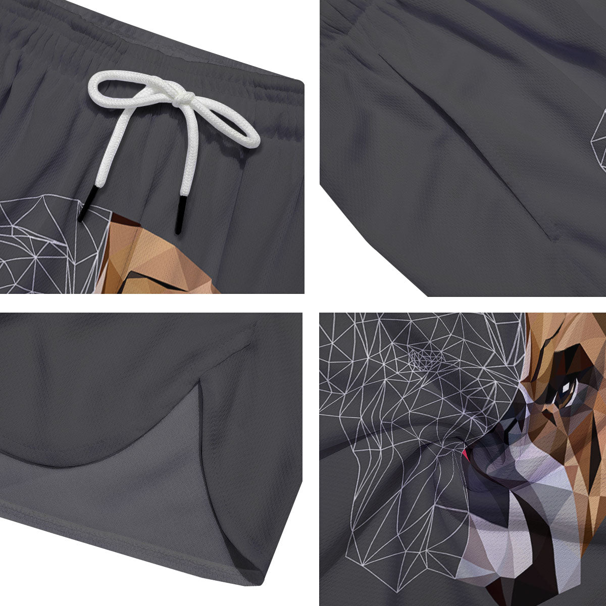 Bulldog Geometric English Print Men's Running Shorts-grizzshop