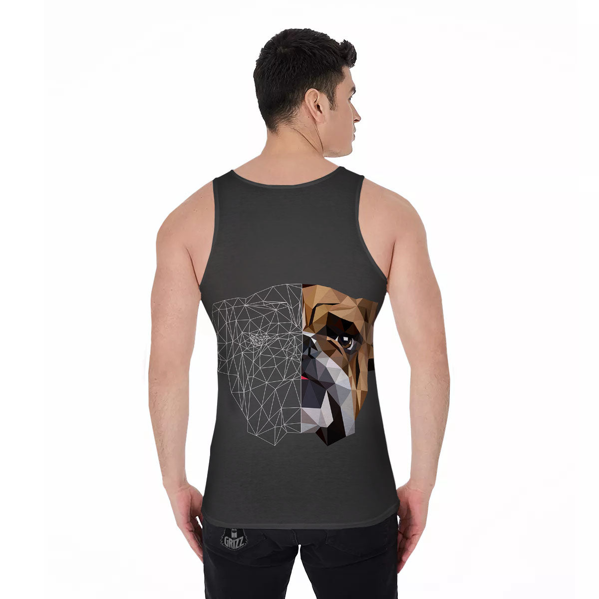 Bulldog Geometric English Print Men's Tank Top-grizzshop