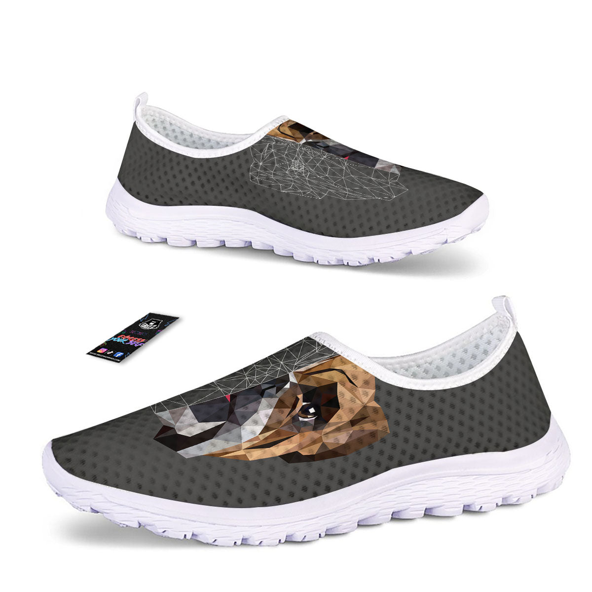 Bulldog Geometric English Print Nurse Shoes-grizzshop