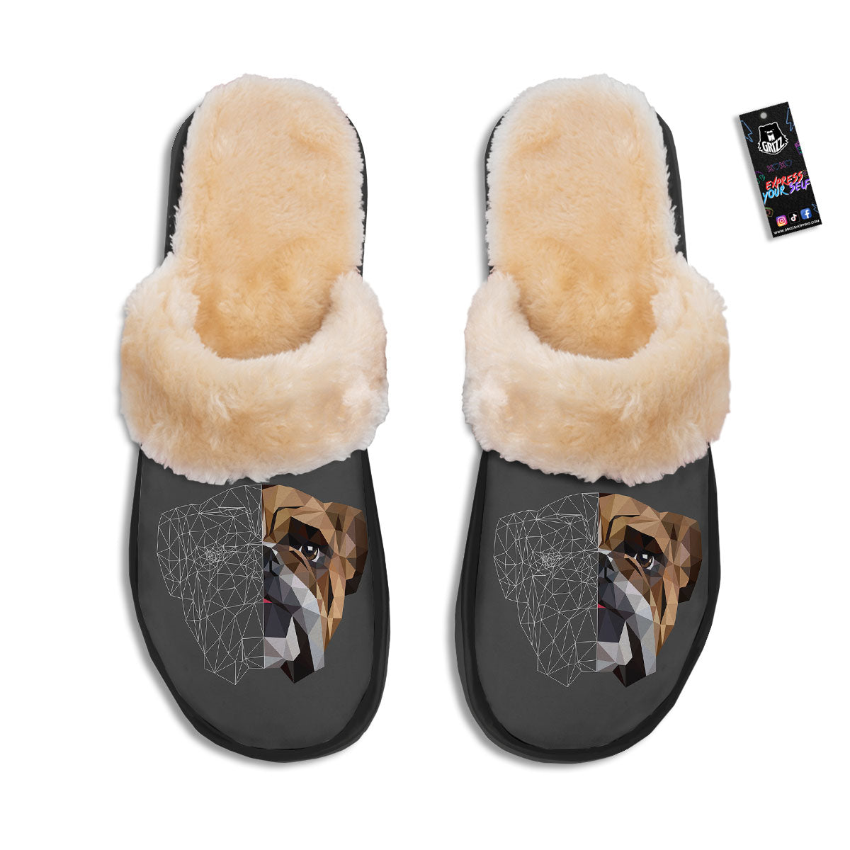 Bulldog Geometric English Print Slippers-grizzshop