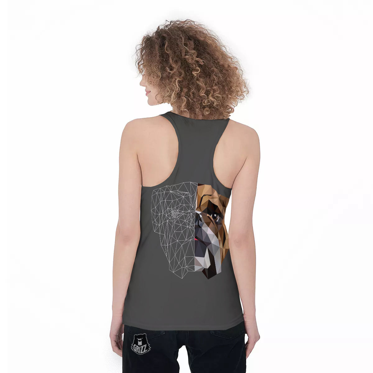 Bulldog Geometric English Print Women's Racerback Tank Top-grizzshop