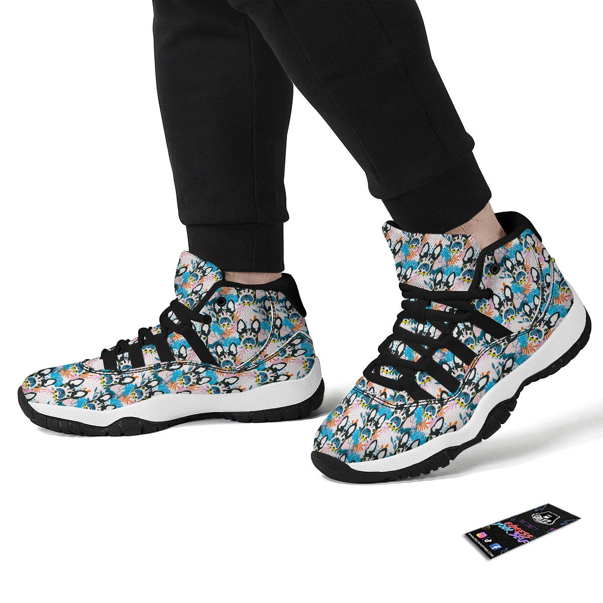 Bulldog Paint Pattern Print Black Bball Shoes-grizzshop