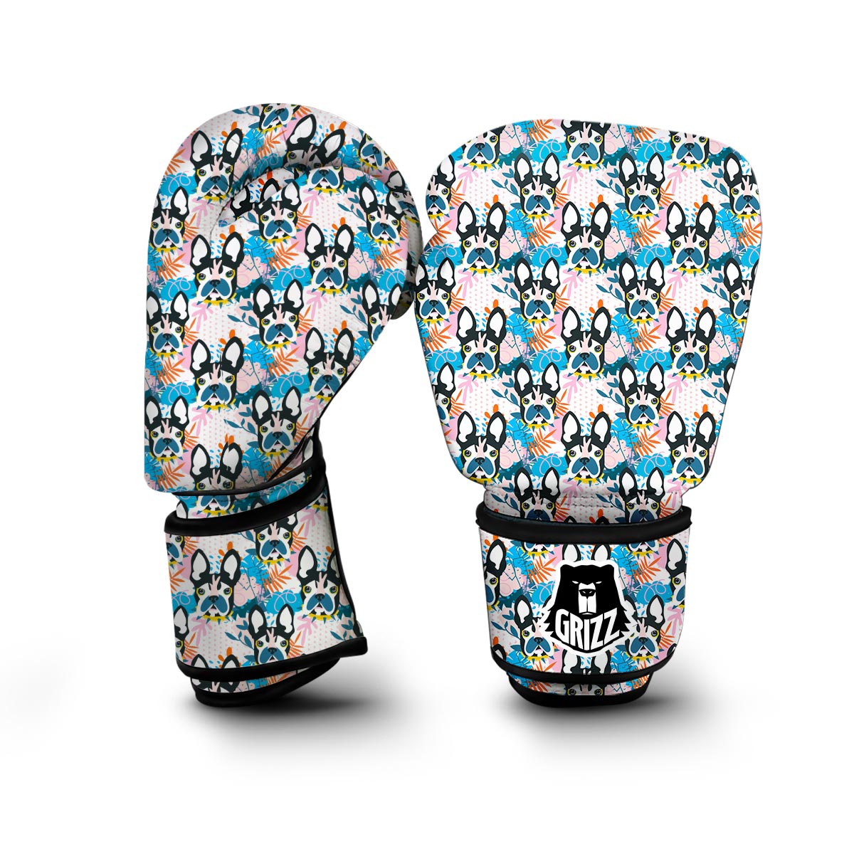 Bulldog Paint Pattern Print Boxing Gloves-grizzshop