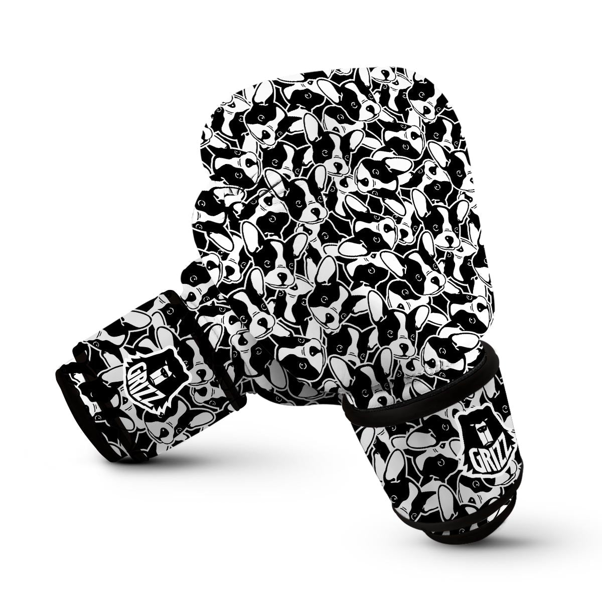Bulldog Pattern Print Boxing Gloves-grizzshop