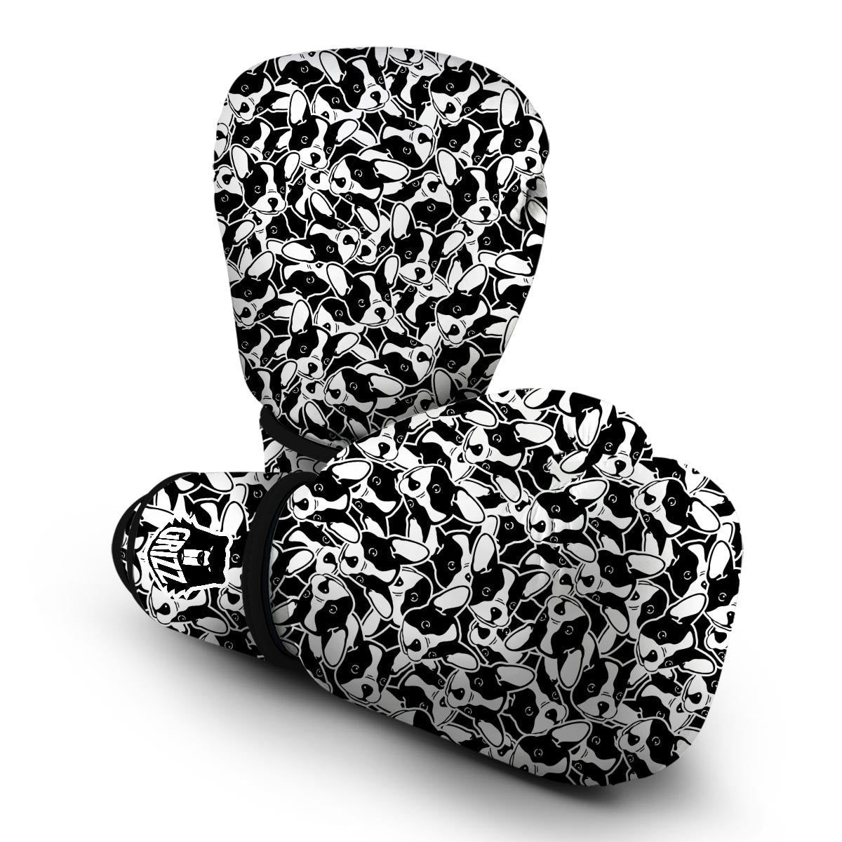 Bulldog Pattern Print Boxing Gloves-grizzshop