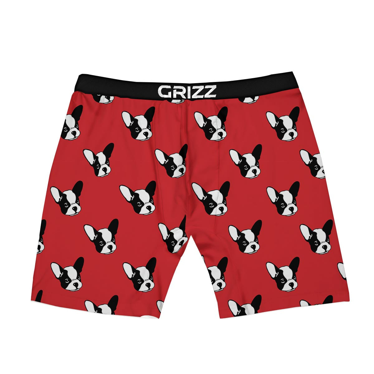 Bulldog Red French Print Pattern Boxer Briefs-grizzshop