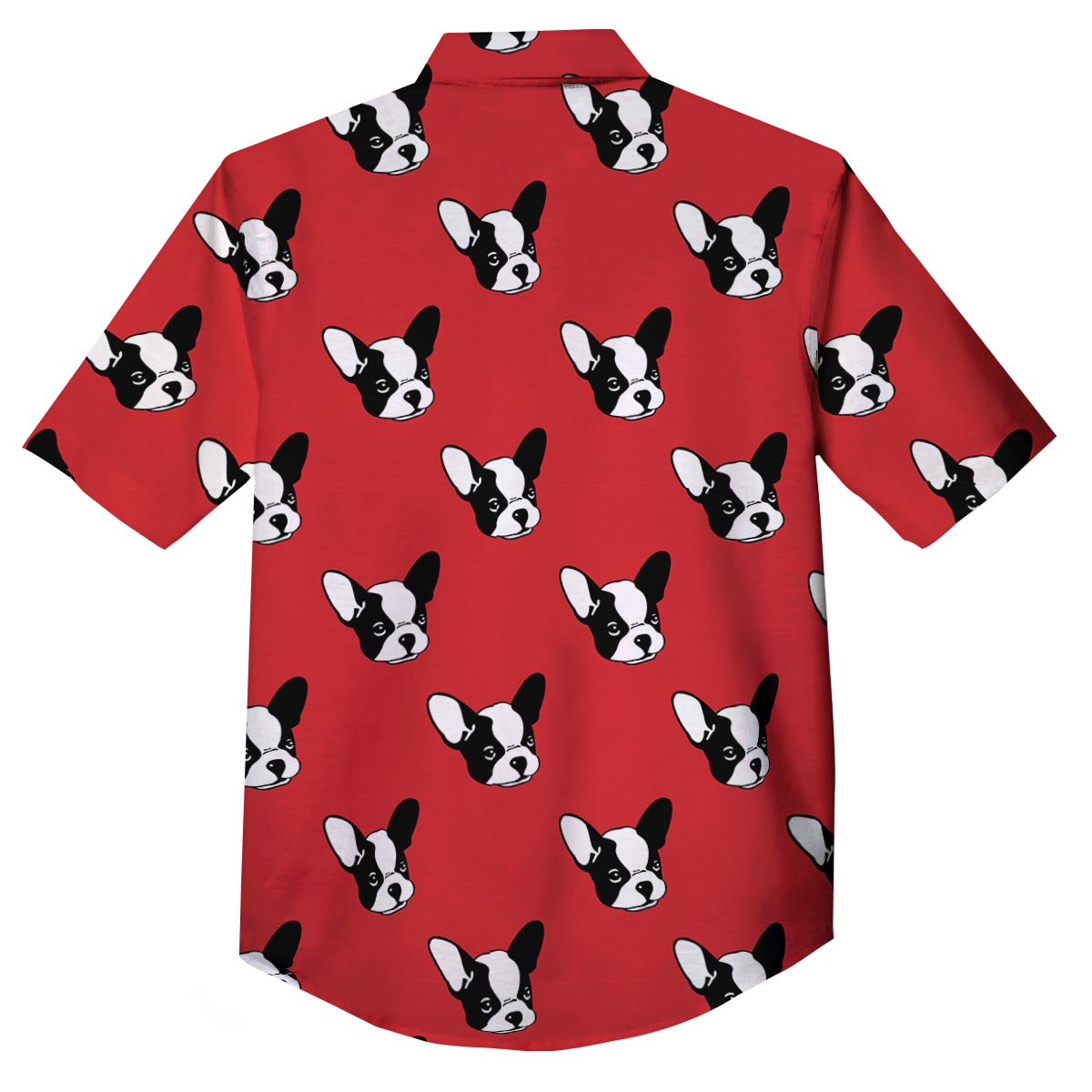 Bulldog Red French Print Pattern Button Up Shirt-grizzshop