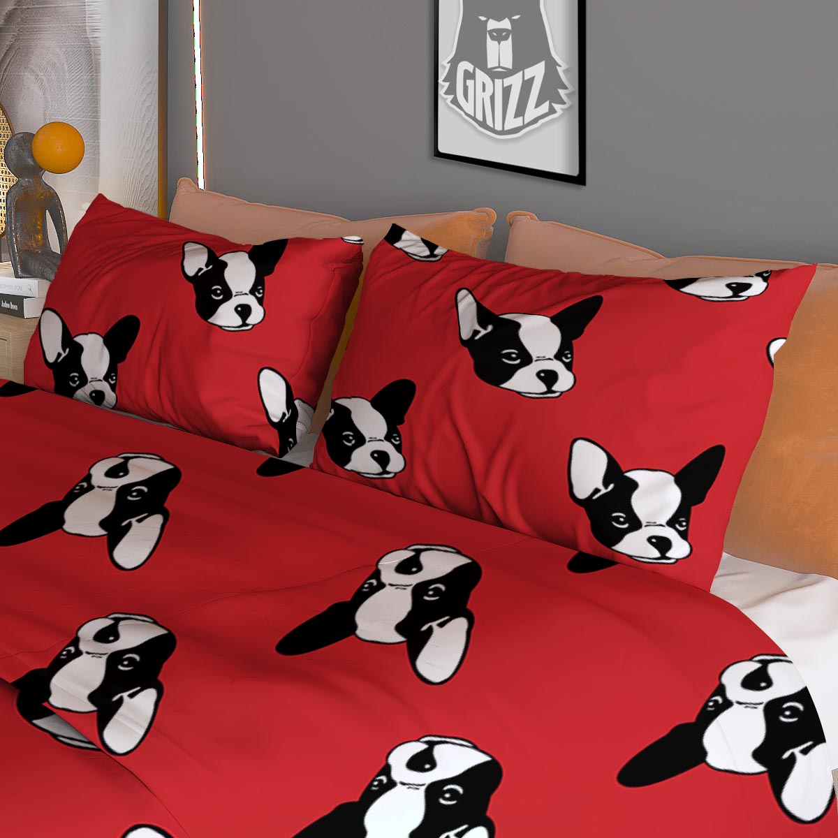 Bookshelf Vintage Print Pattern Duvet Cover Bedding Set