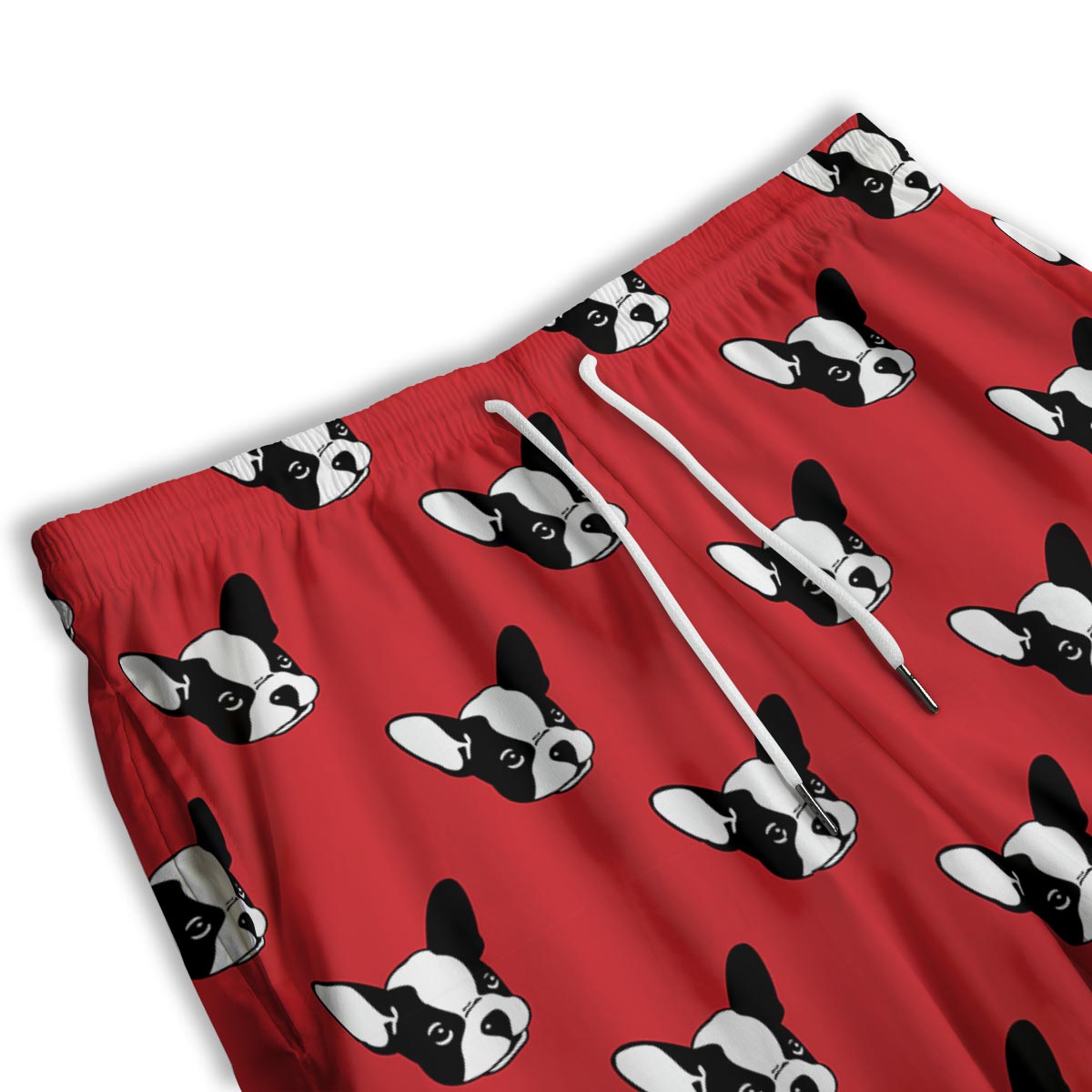 Bulldog Red French Print Pattern Men's Athletic Shorts