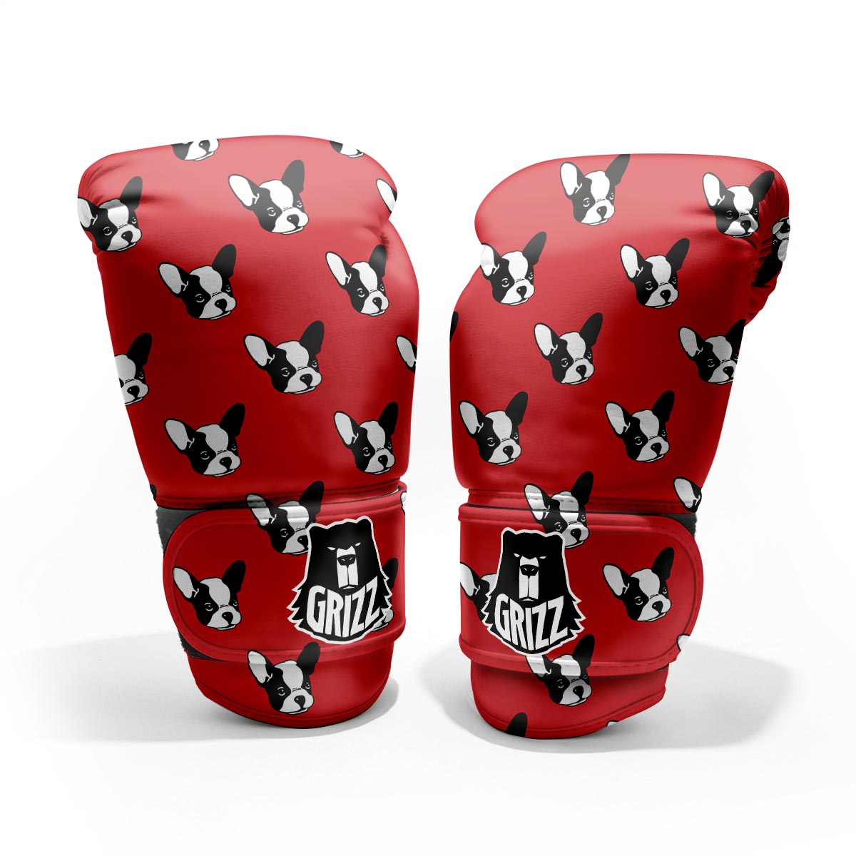 Bulldog Red French Print Pattern Pro Boxing Glove