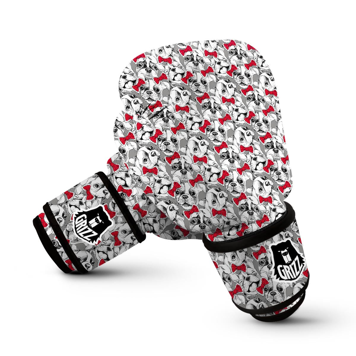 Bulldog Tuxedo Pattern Print Boxing Gloves-grizzshop
