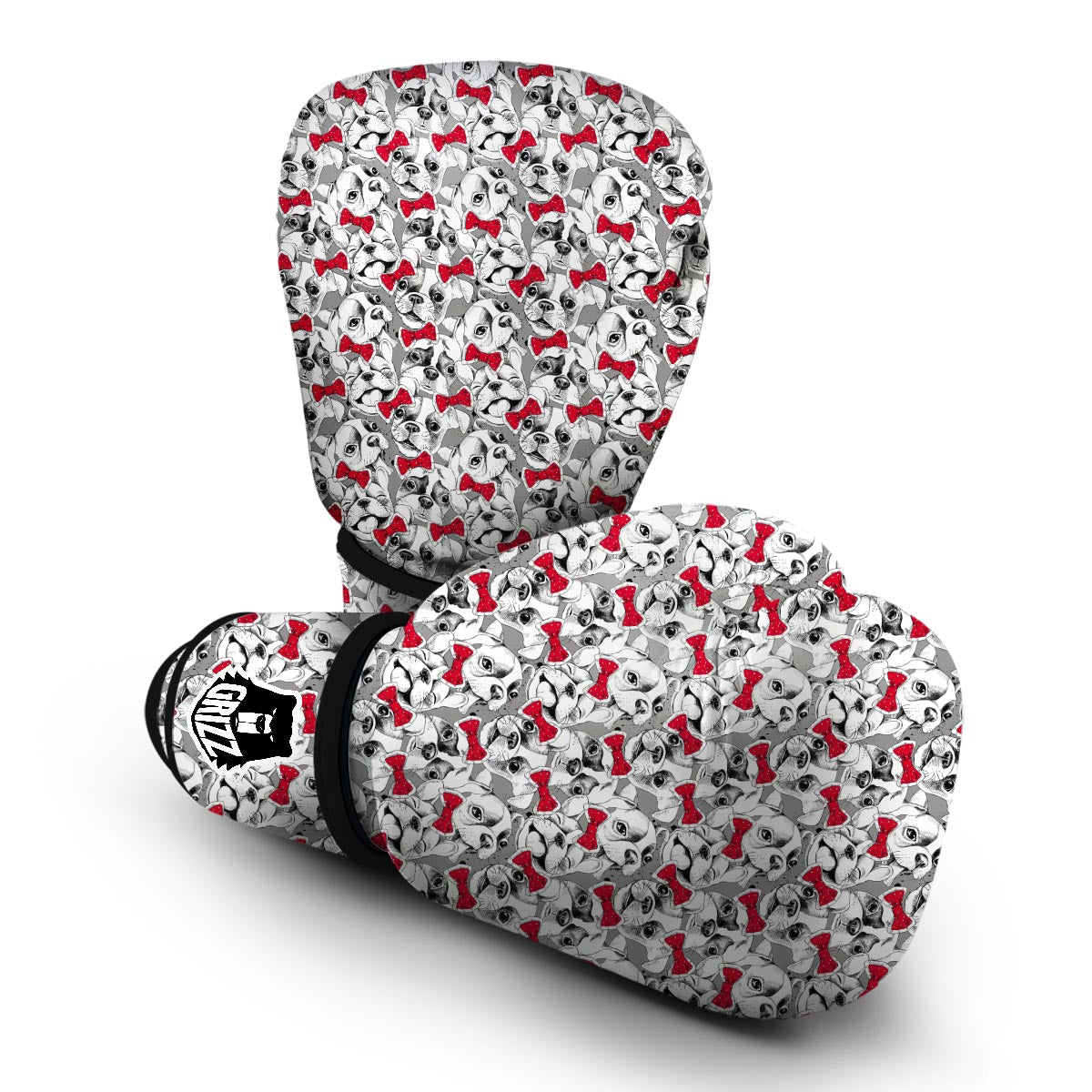 Bulldog Tuxedo Pattern Print Boxing Gloves-grizzshop