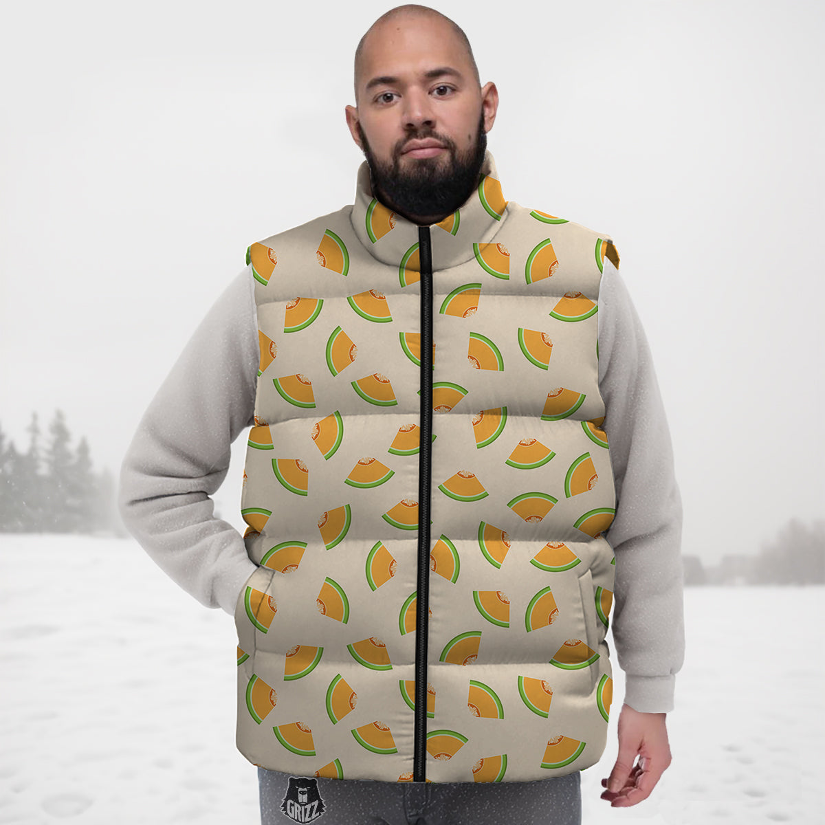 Bulldog Tuxedo Pattern Print Down Vest