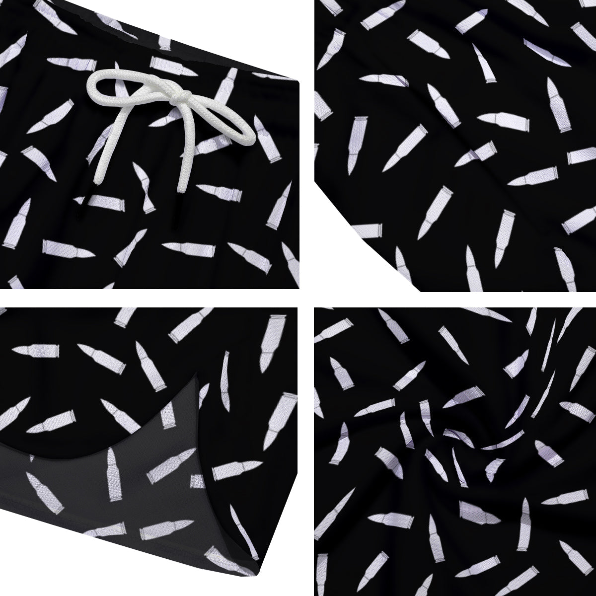 Bullet Gun White Print Pattern Men's Running Shorts-grizzshop