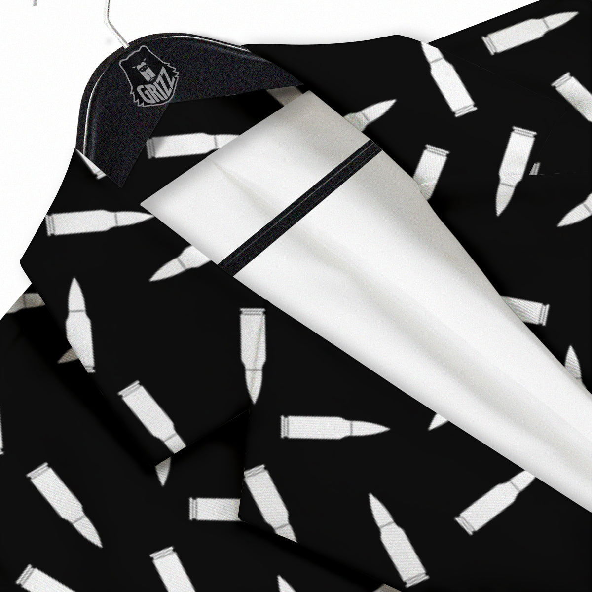 Bullet Gun White Print Pattern Men's Sport Coat-grizzshop