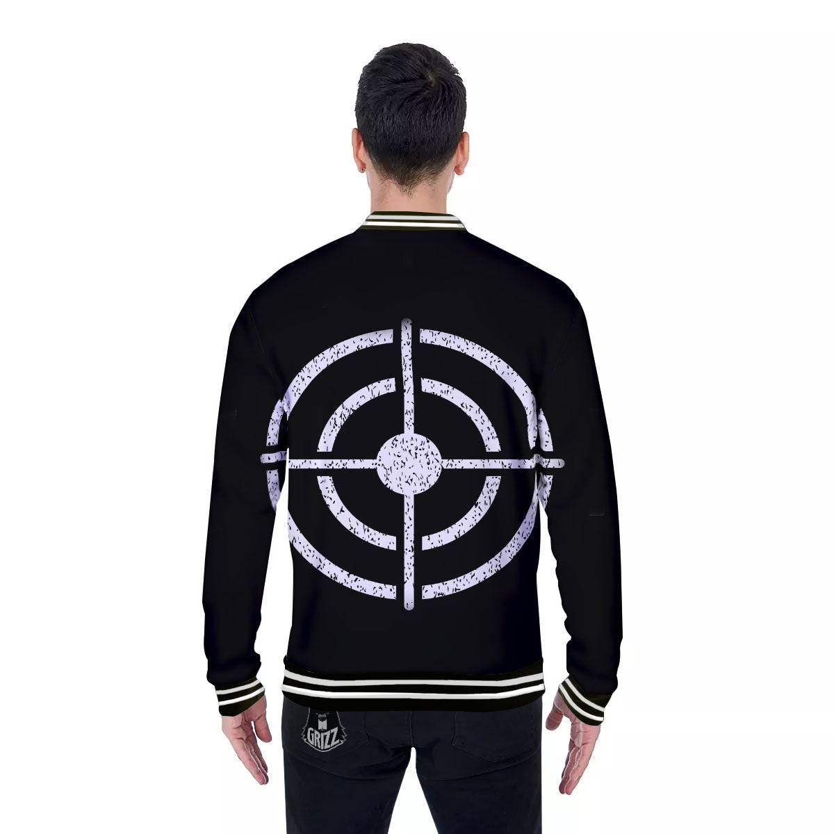 Bullseye Target Grunge Print Baseball Jacket-grizzshop