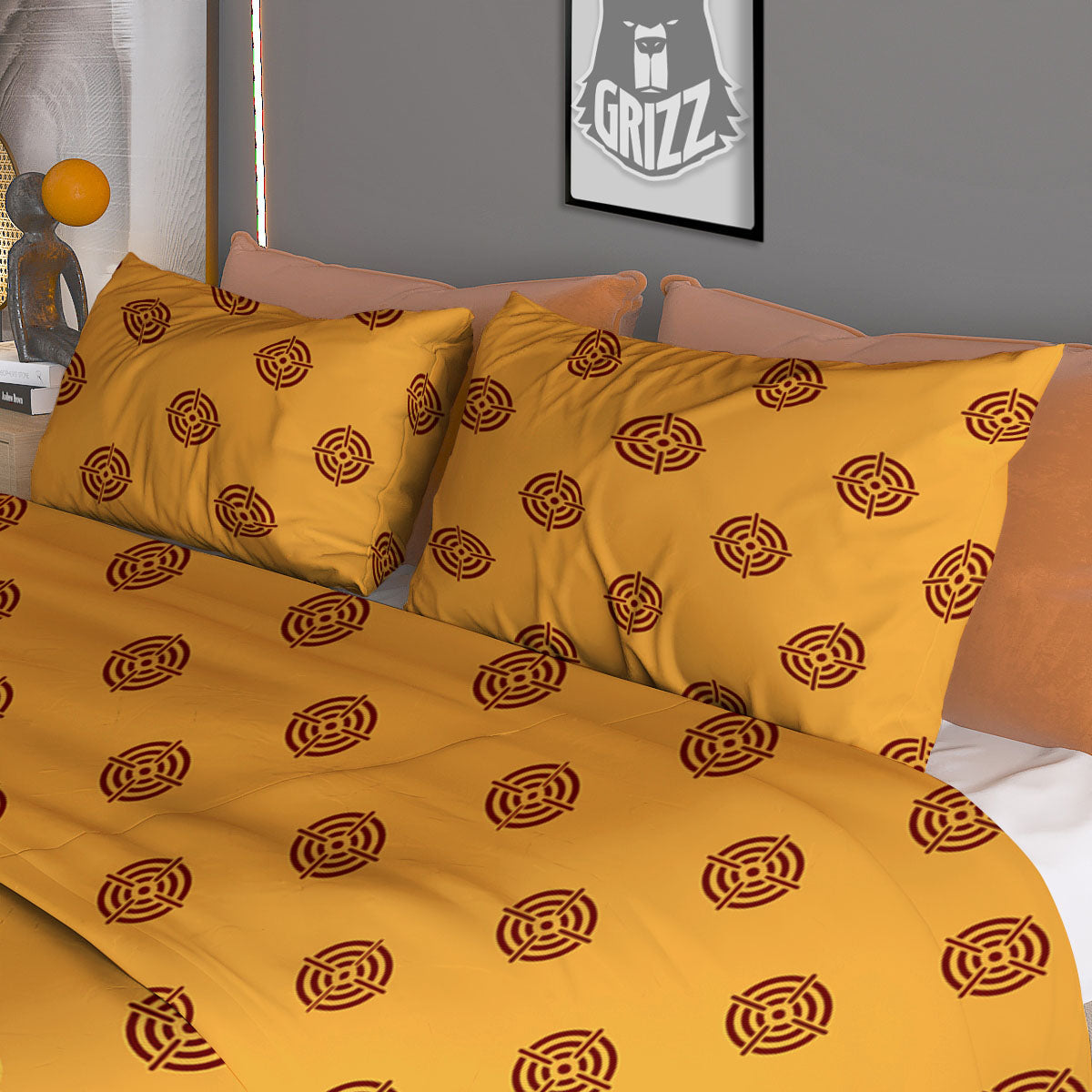Bullseye Target Orange Print Pattern Duvet Cover Bedding Set