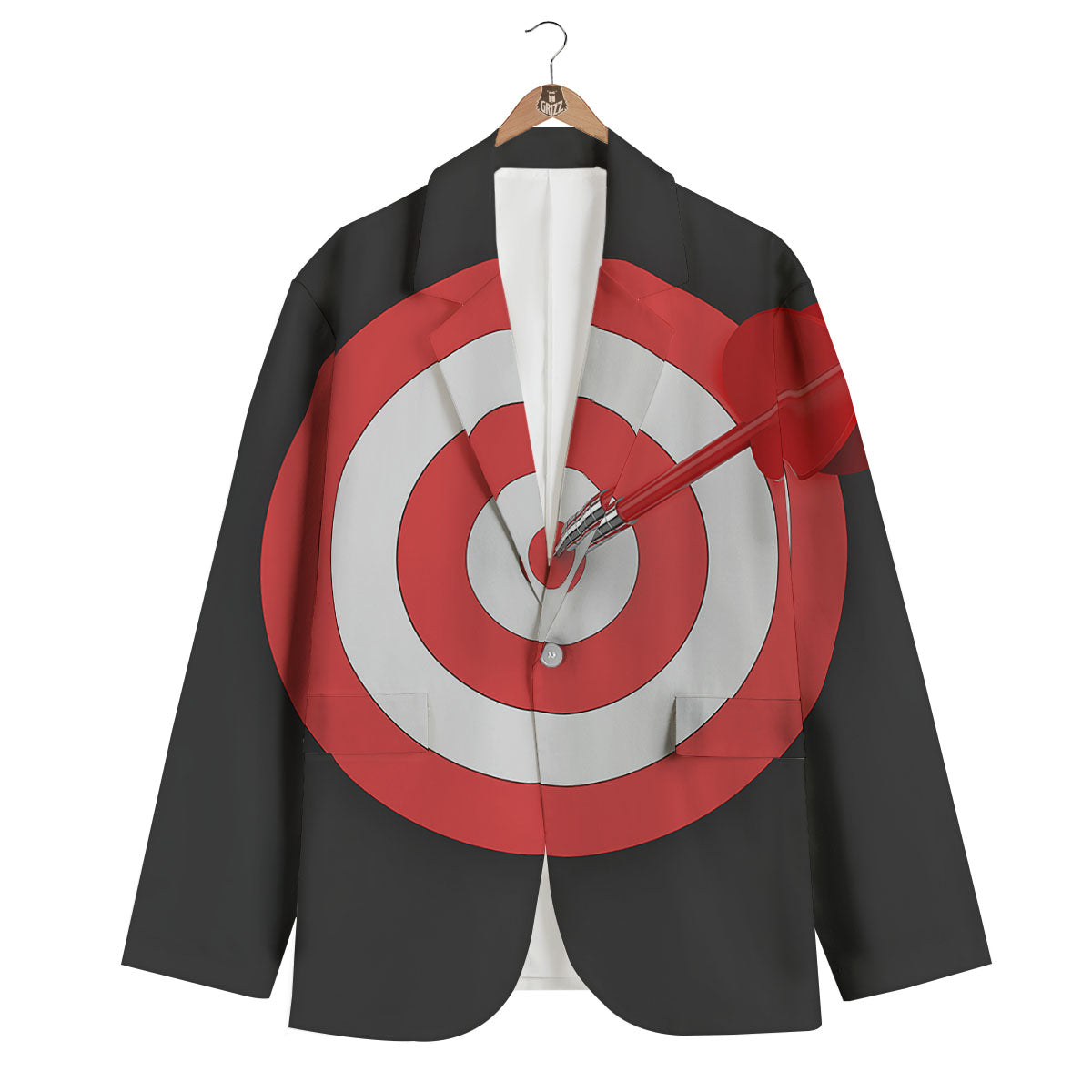 Bullseye Target White And Red Print Men's Blazer-grizzshop