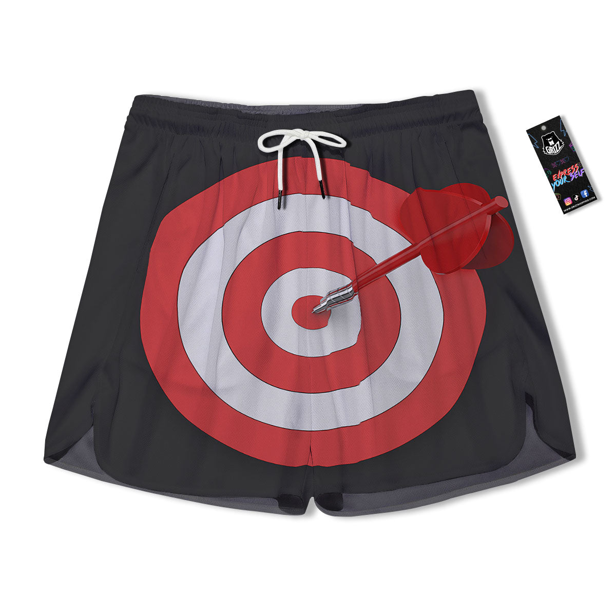 Bullseye Target White And Red Print Men's Running Shorts-grizzshop