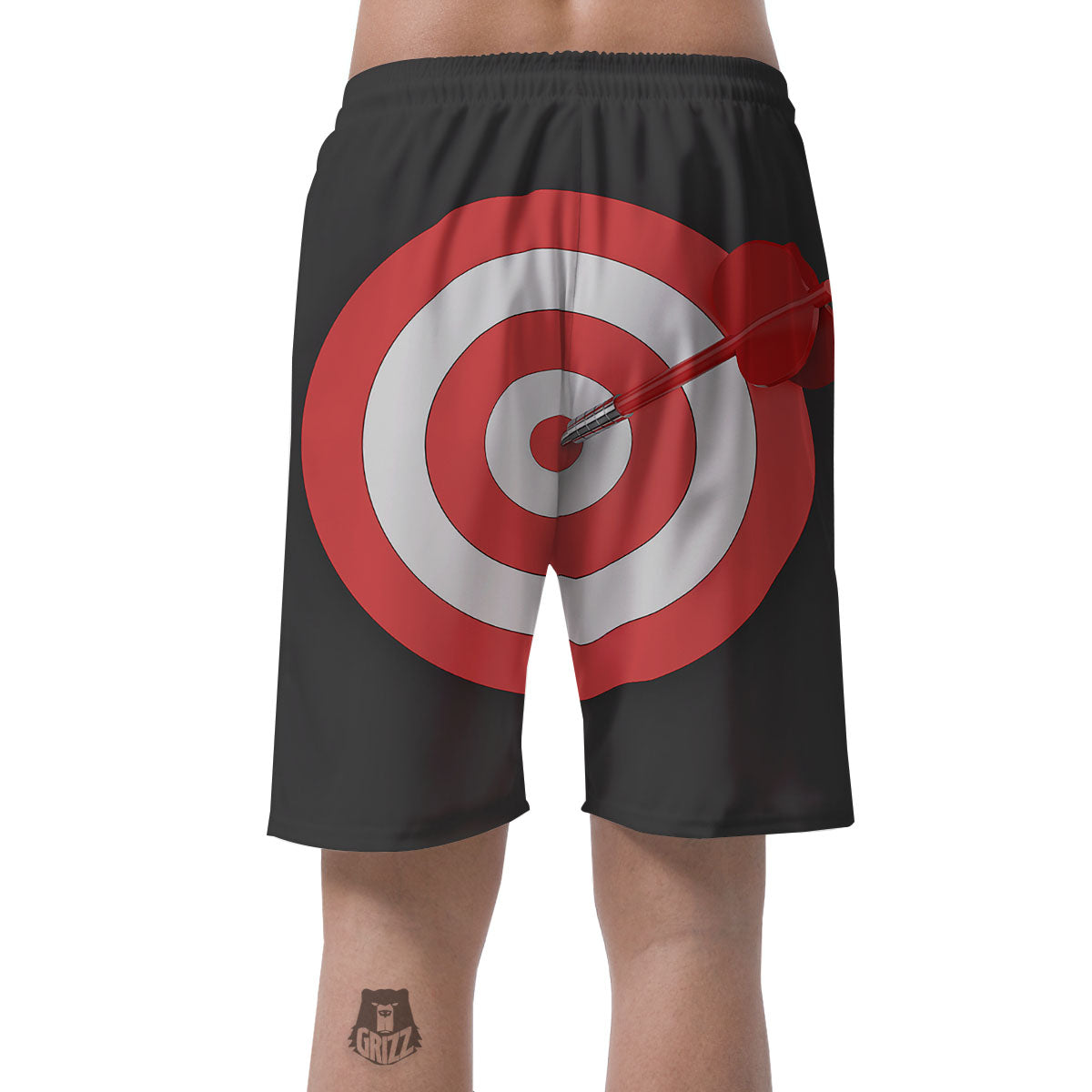Bullseye Target White And Red Print Men's Shorts-grizzshop