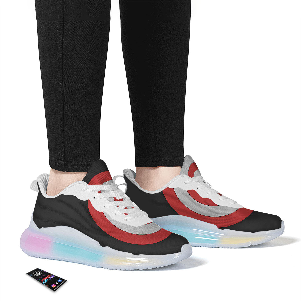 Bullseye Target White And Red Print Running Sneakers-grizzshop