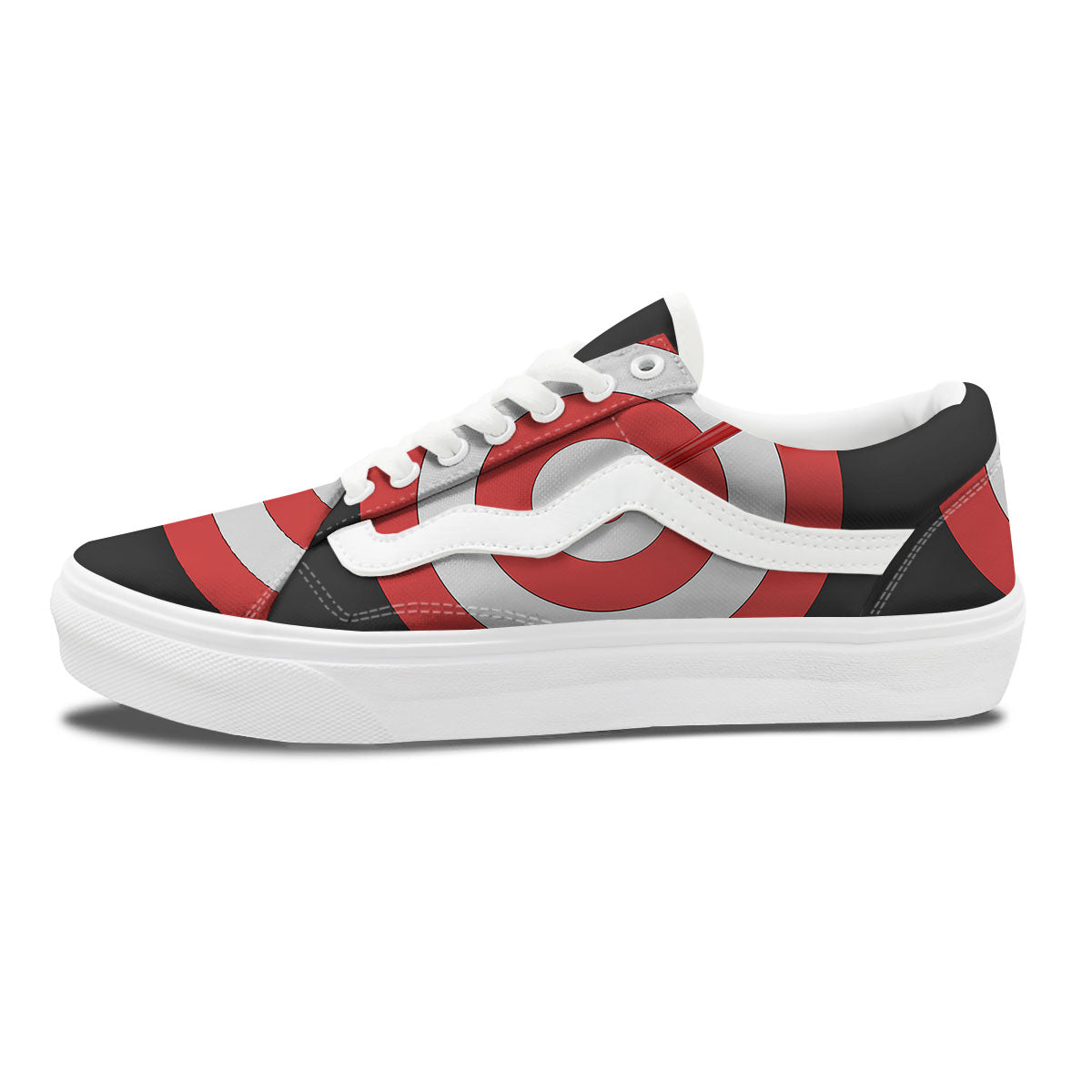 Bullseye Target White And Red Print Skate Shoes-grizzshop