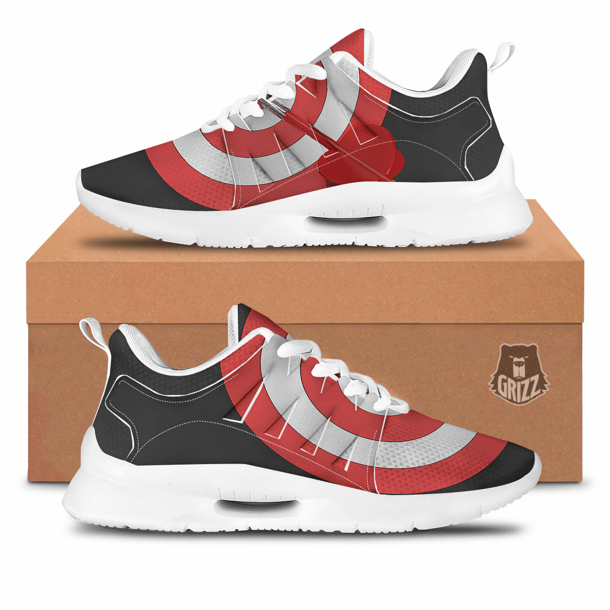 Bullseye Target White And Red Print Tennis Shoes-grizzshop