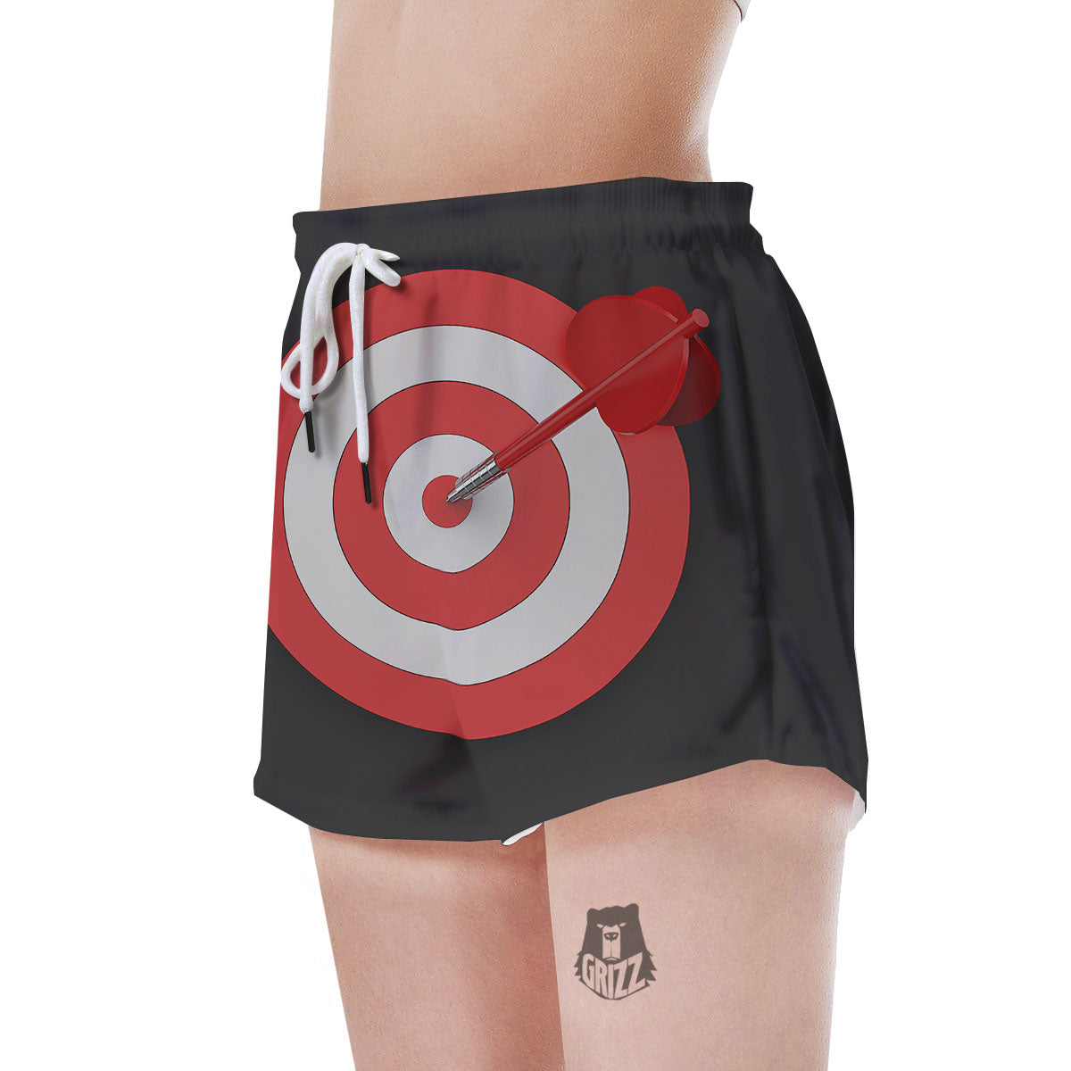 Bullseye Target White And Red Print Women's Shorts-grizzshop