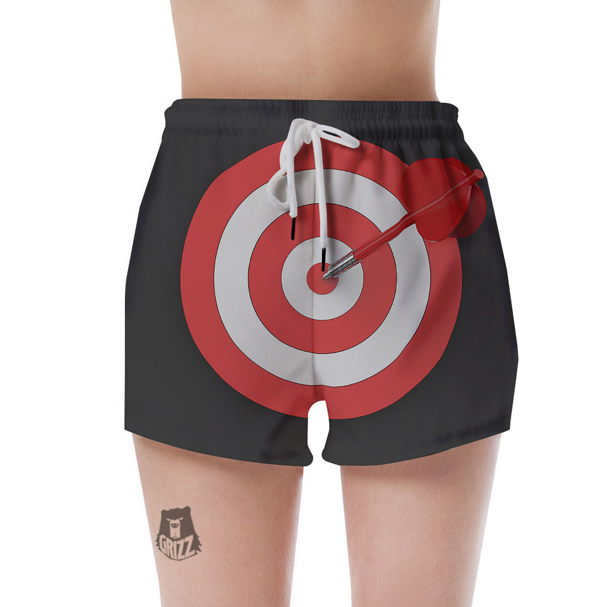 Bullseye Target White And Red Print Women's Shorts-grizzshop