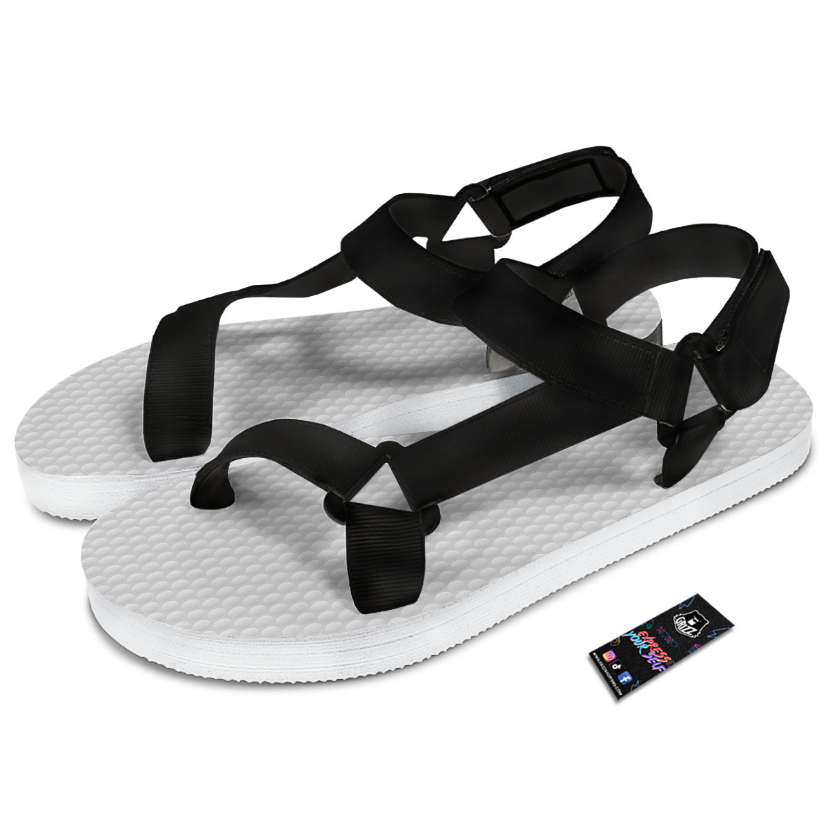 Bumps Texture Print Black Open Toe Sandals-grizzshop