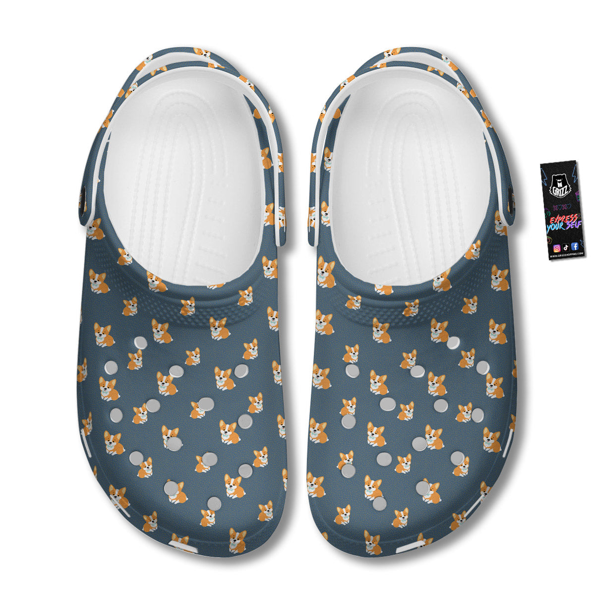 Bunny Corgi Print Pattern Clog-grizzshop
