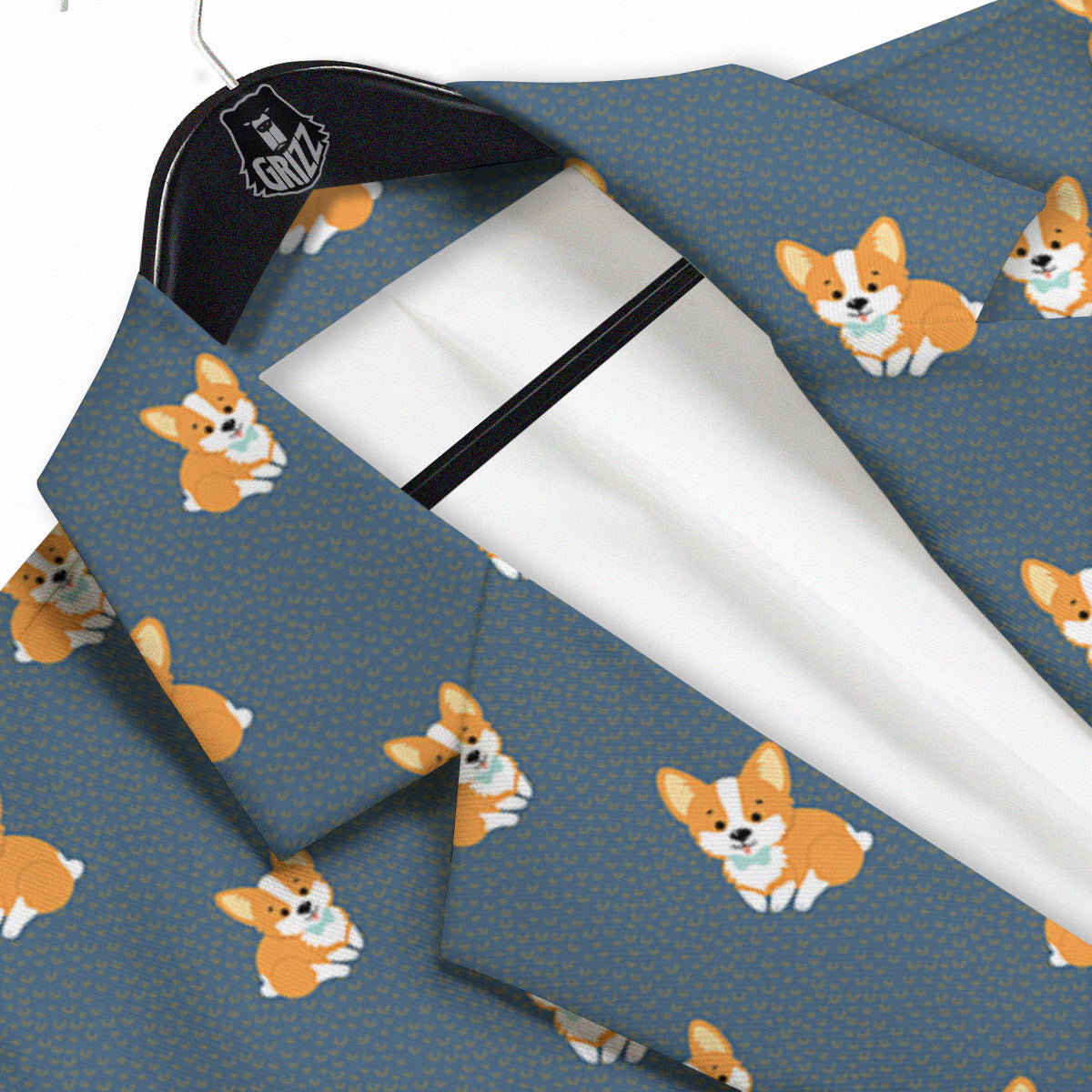 Bunny Corgi Print Pattern Men's Sport Coat-grizzshop