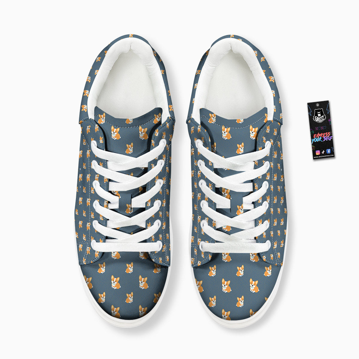 Bunny Corgi Print Pattern Platform Shoes-grizzshop