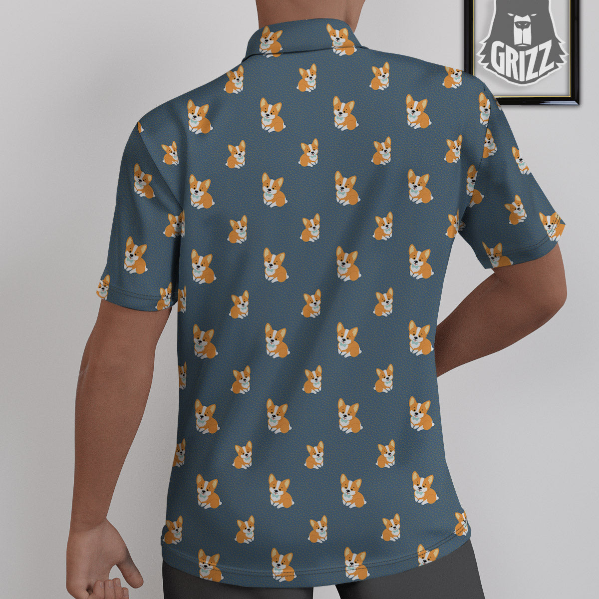 Bunny Corgi Print Pattern Untucked Shirts-grizzshop