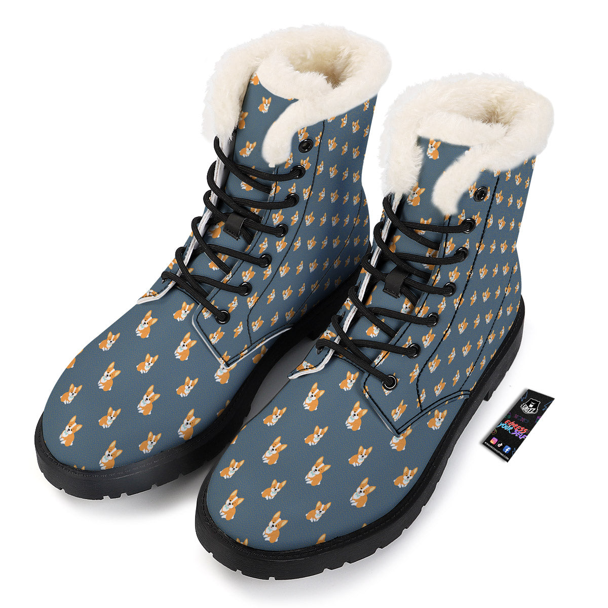 Bunny Corgi Print Pattern Winter Boots-grizzshop