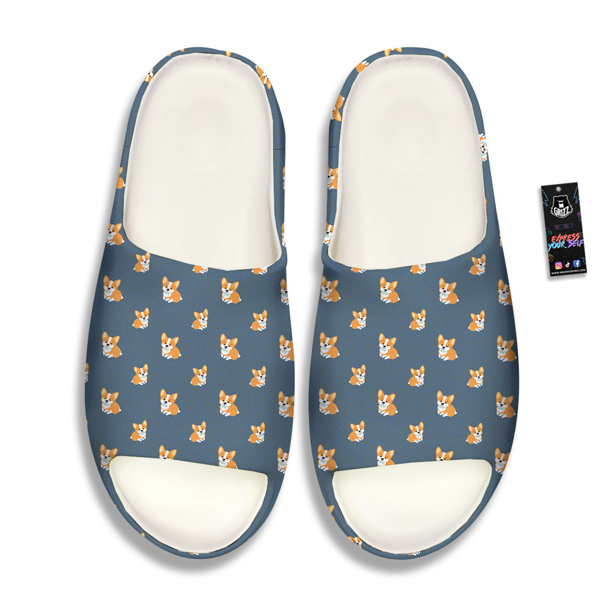 Bunny Corgi Print Pattern Sandals-grizzshop