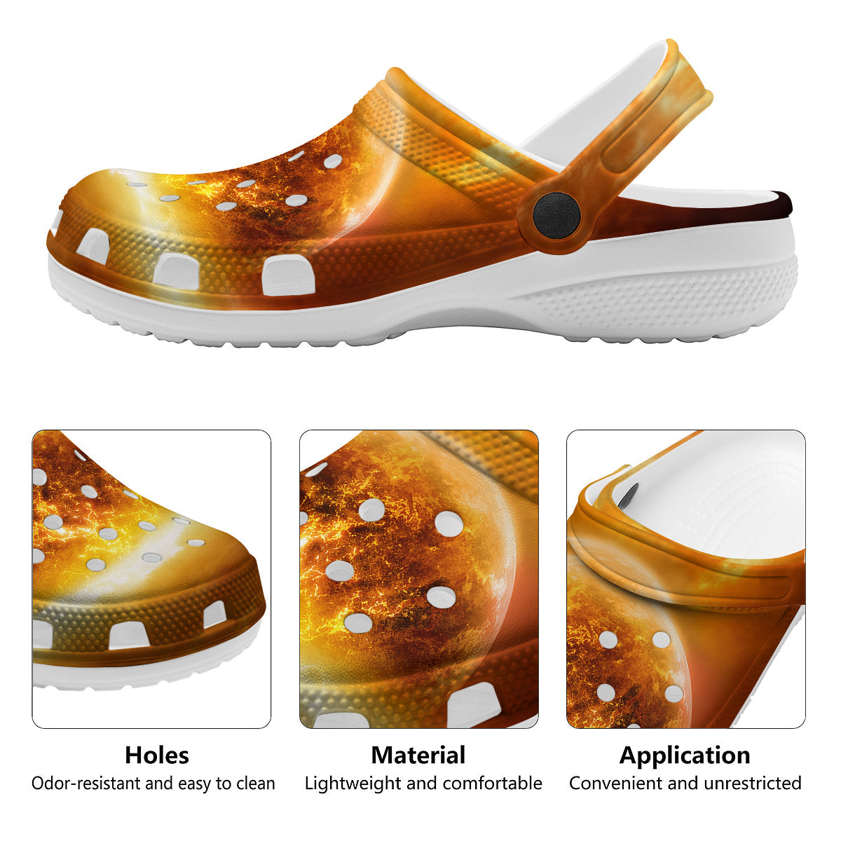 Burning Apocalyptic Planet Earth Print Clog-grizzshop