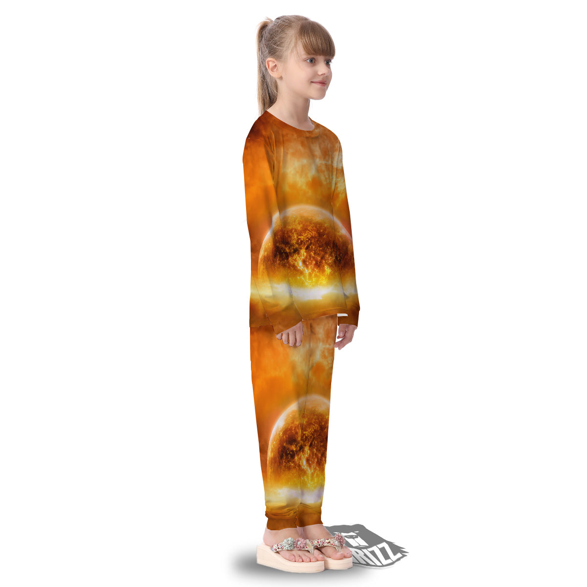Burning Apocalyptic Planet Earth Print Kid's Pajamas-grizzshop