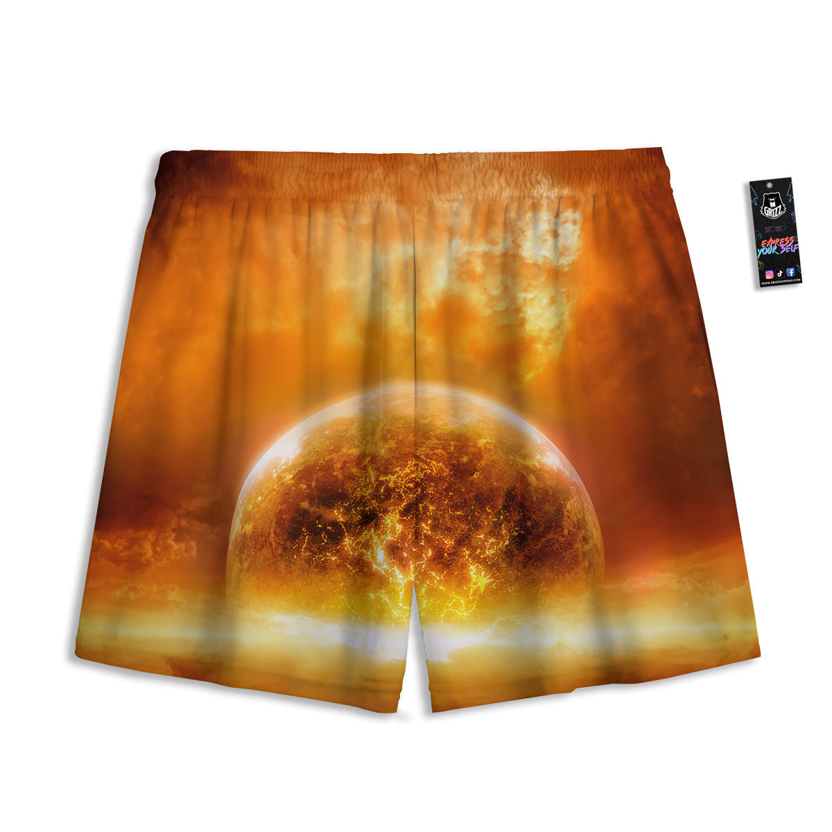 Emblem Freemasonry Print Mesh Shorts
