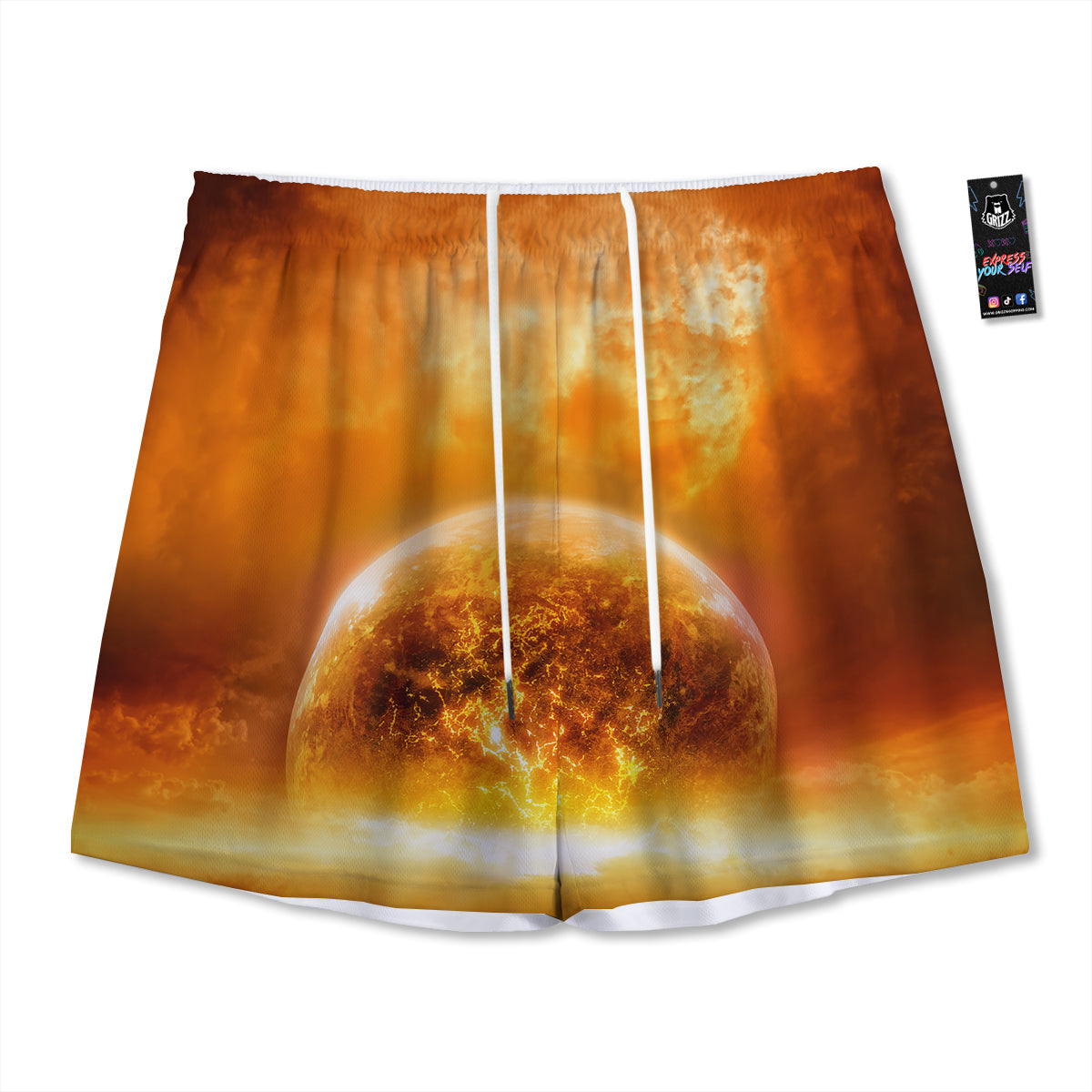 Emblem Freemasonry Print Mesh Shorts
