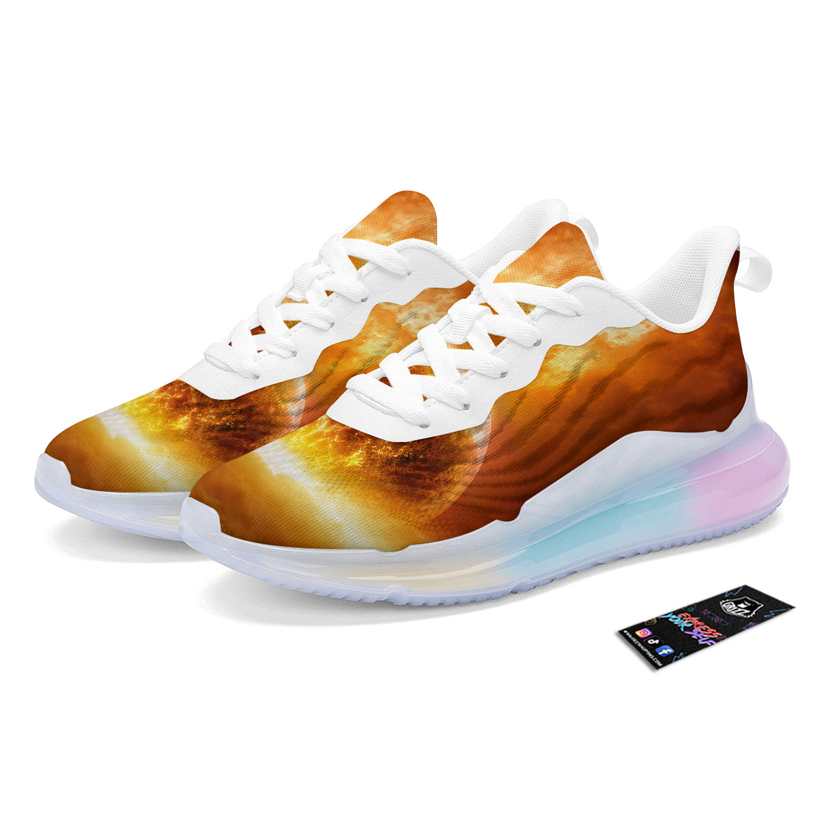 Burning Apocalyptic Planet Earth Print Running Sneakers-grizzshop