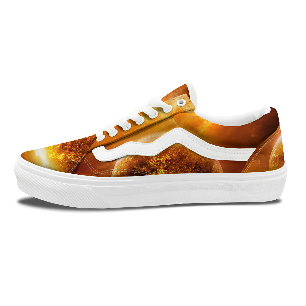 Burning Apocalyptic Planet Earth Print Skate Shoes-grizzshop